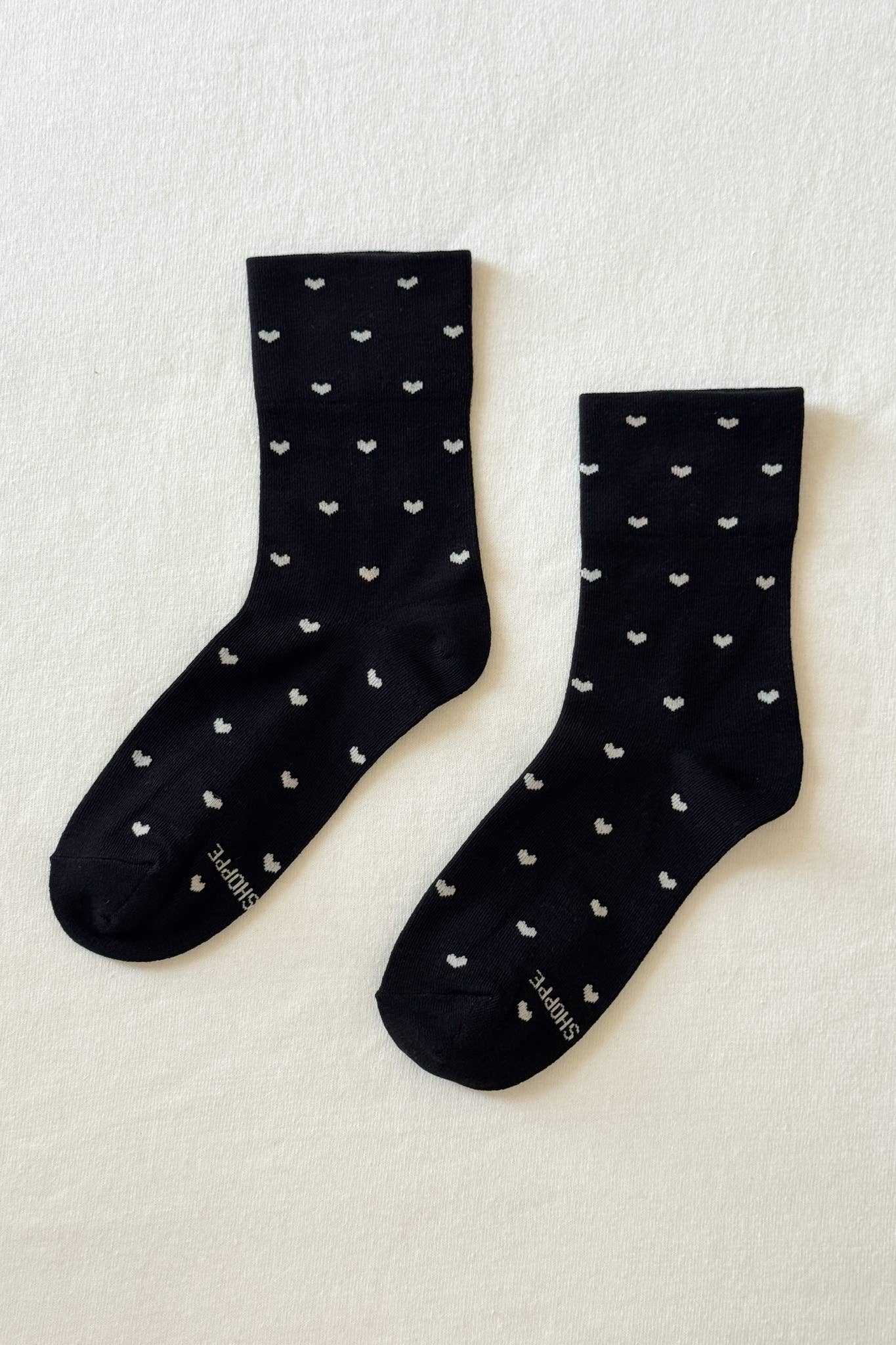 Black & Cream Heart Sneaker Socks - Box Turtle