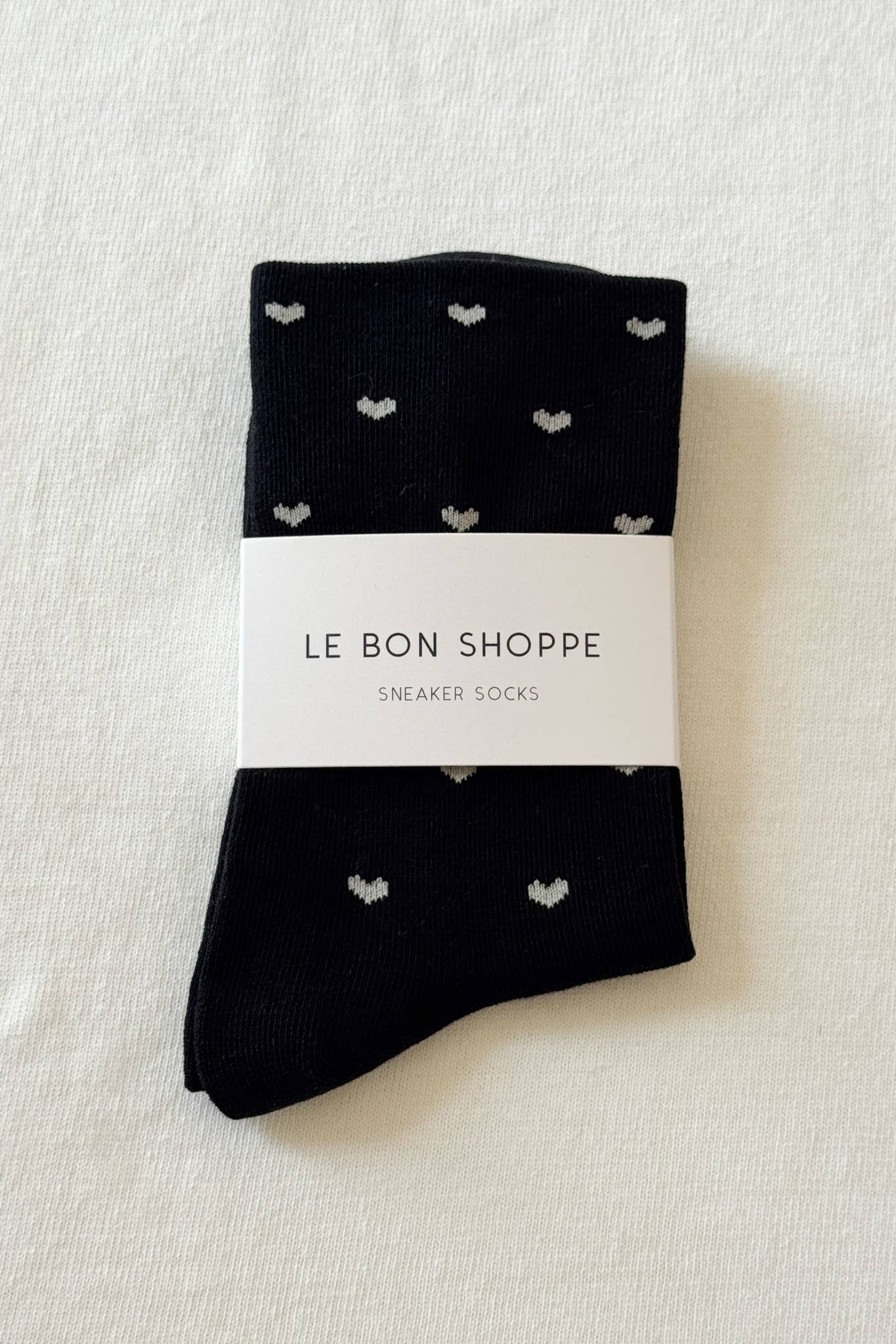 Black & Cream Heart Sneaker Socks - Box Turtle