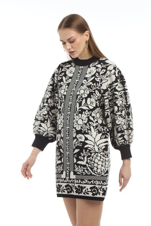 Black & Cream Rhumba Pineapple Knit Dress - Box Turtle