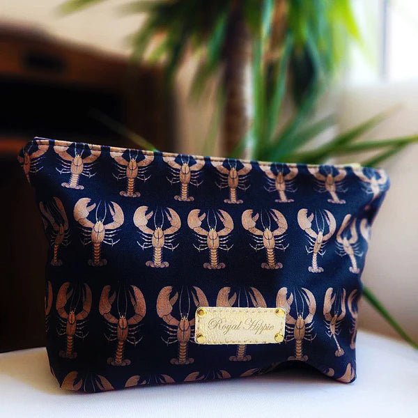 Black & Gold Lobster Velvet Traveller - Box Turtle