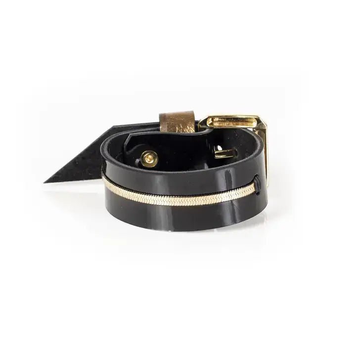 Black Patent Leather Cuff Bracelet - Box Turtle