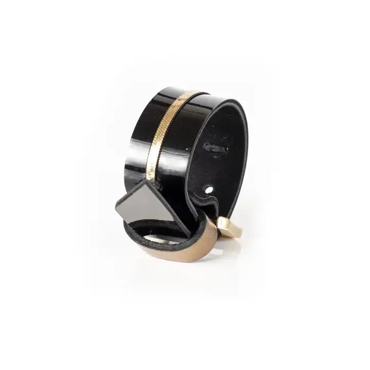 Black Patent Leather Cuff Bracelet - Box Turtle