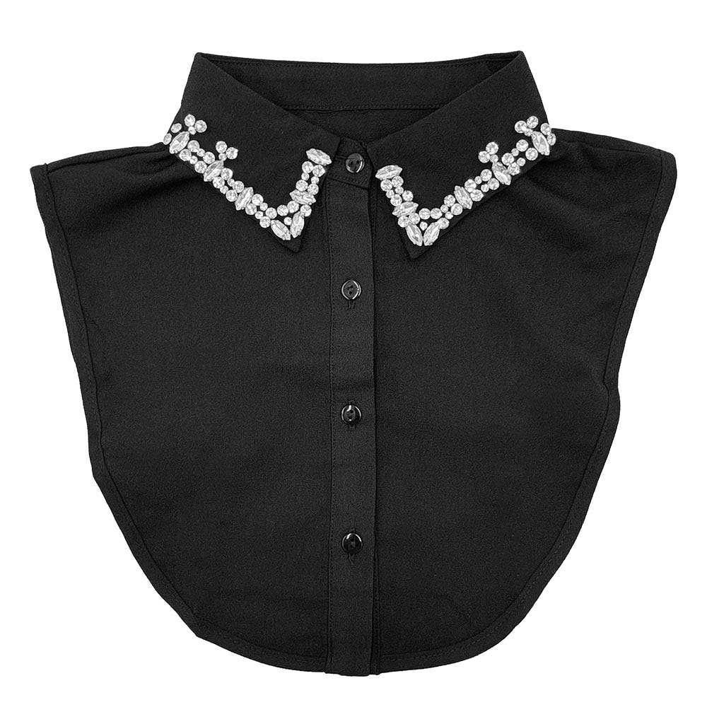 Black Rhinestone Collar Detachable Shirt Insert - Box Turtle