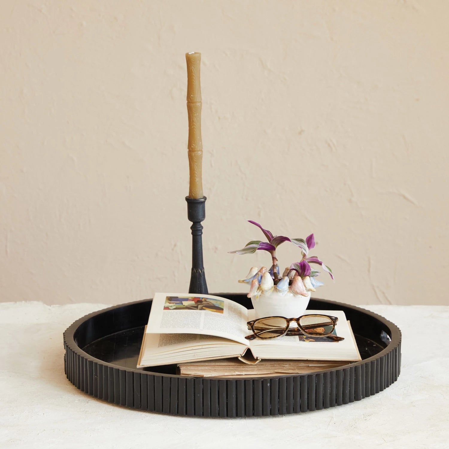 Black Ribbed Resin Tray - Box Turtle