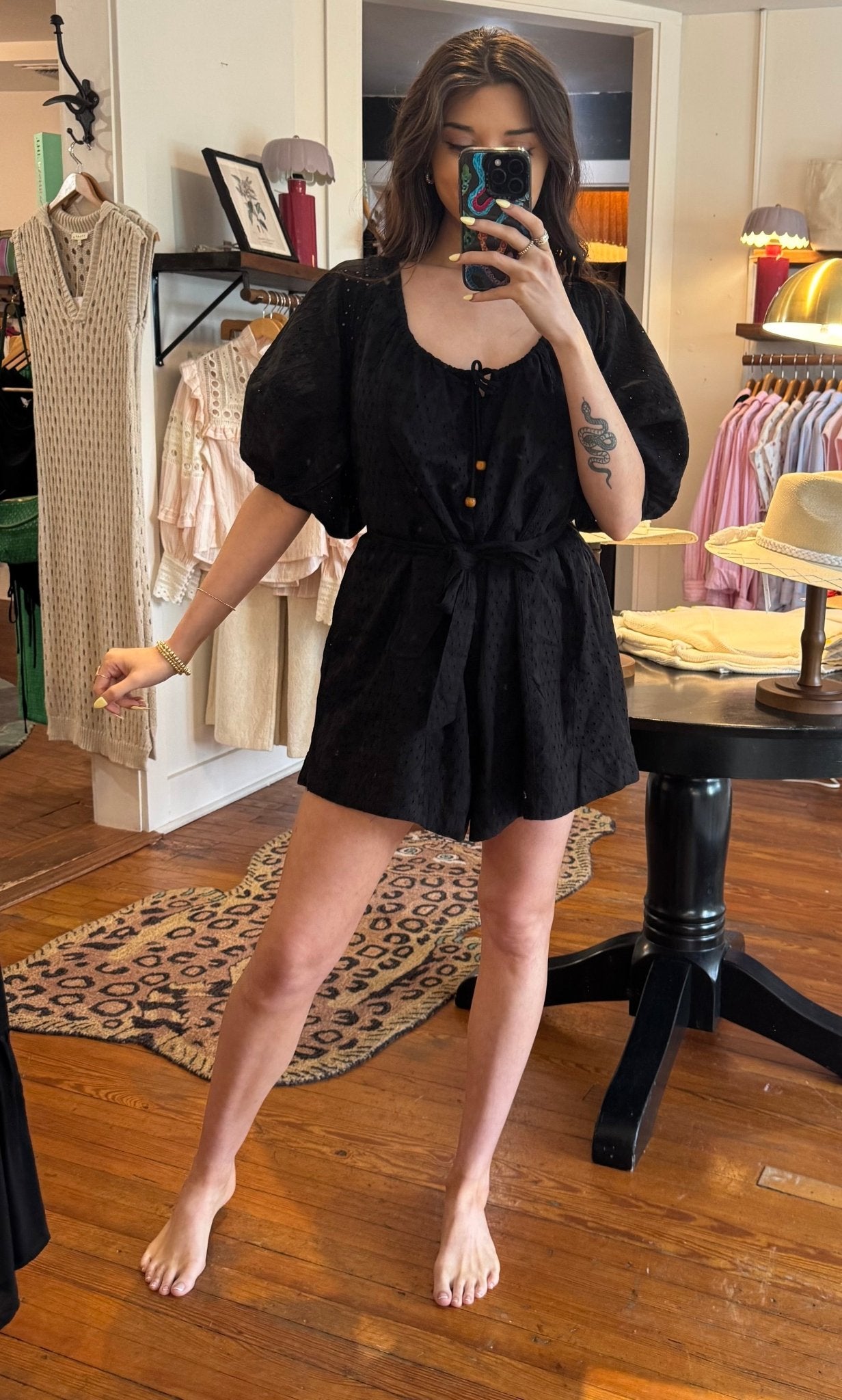 Black Scoop Neck Romper - Box Turtle