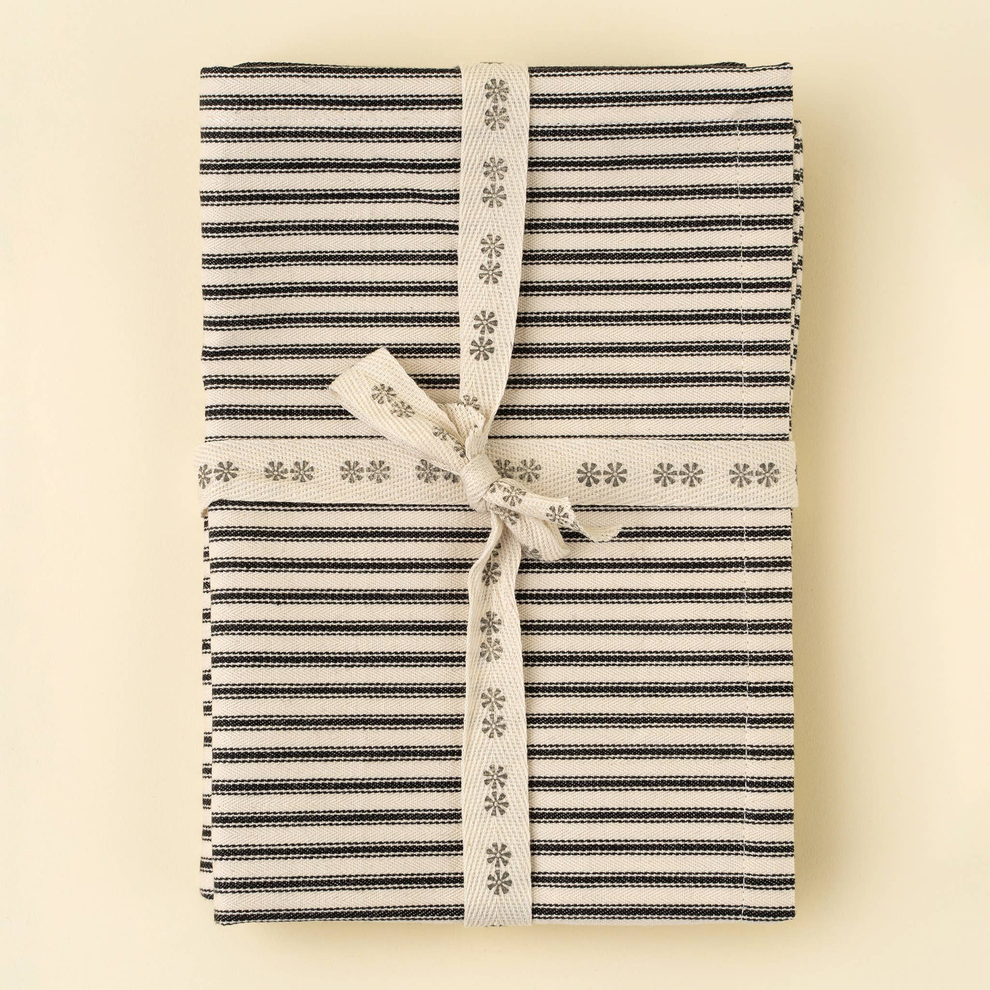 Black Ticking Tea Towel - Box Turtle
