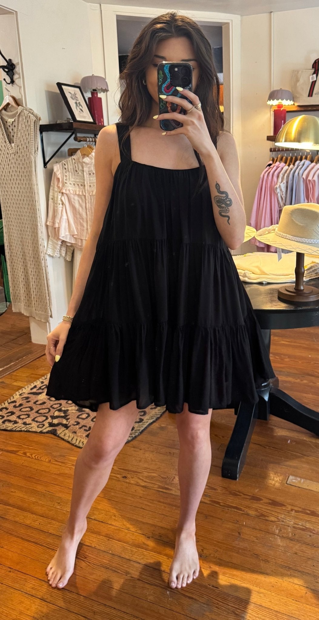 Black Tiered Spaghetti Strap Dress - Box Turtle
