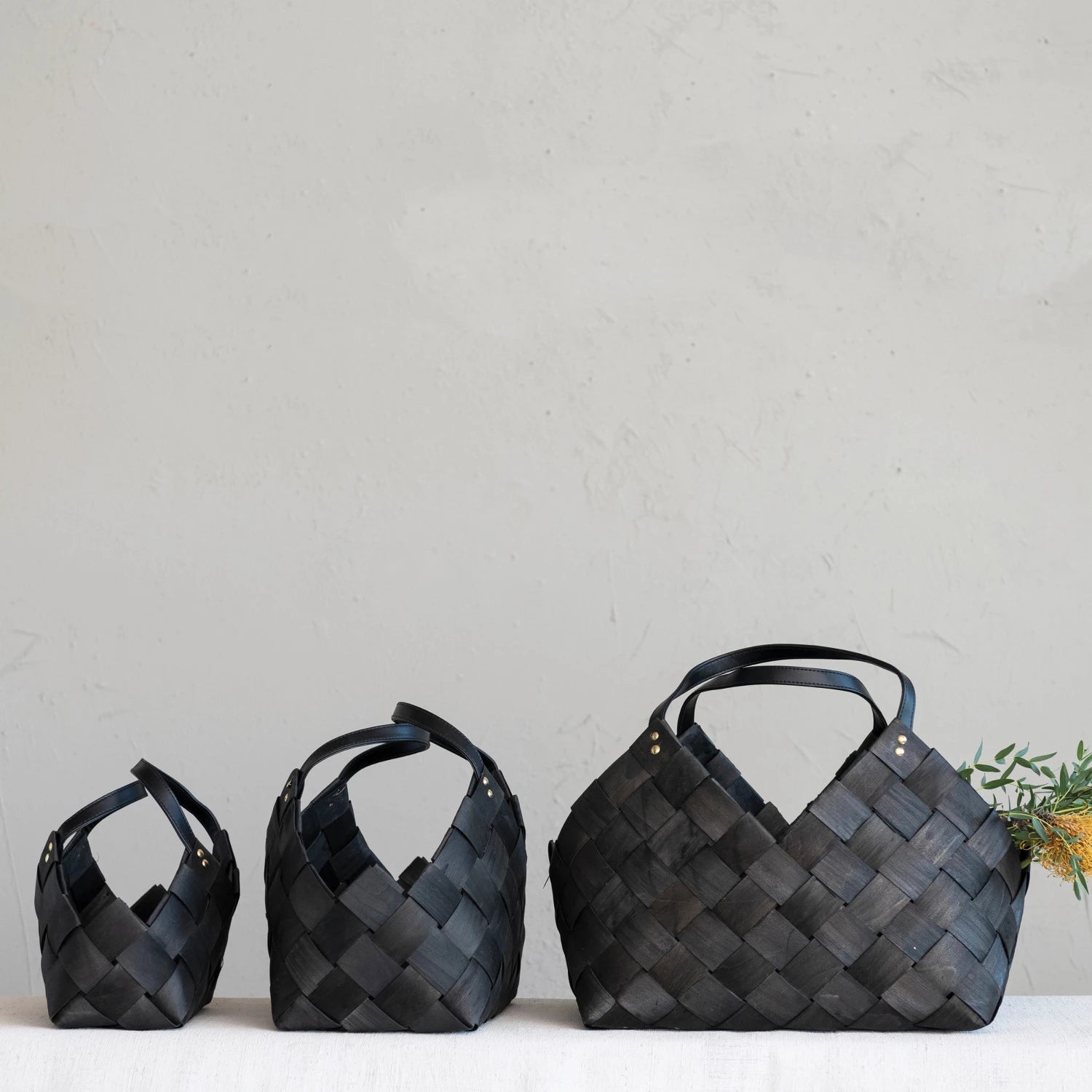 Black Woven Fir Wood Baskets - Box Turtle