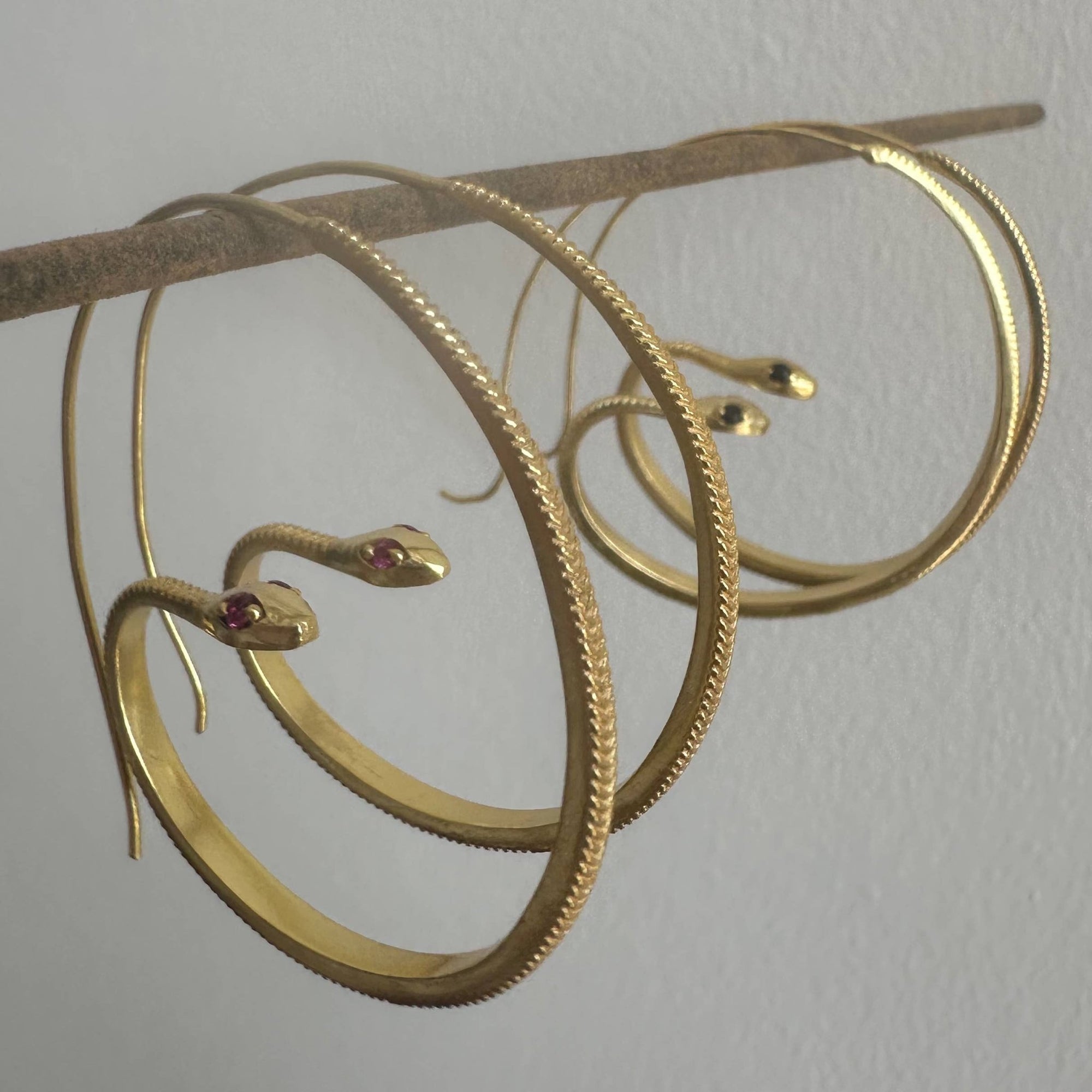 Black Zircon Snake Hoops - Box Turtle