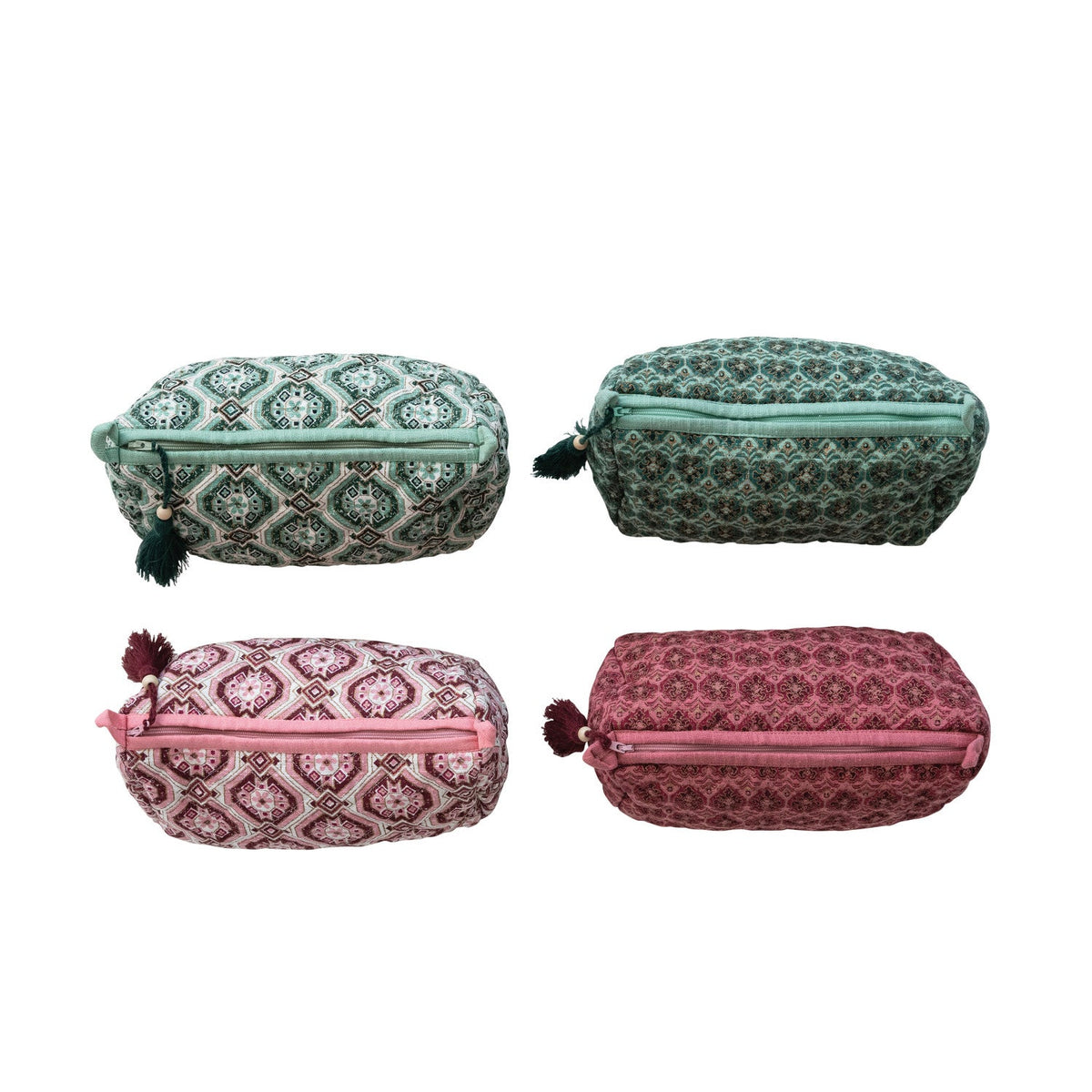 Block Printed Zip Pouch with Tassel - Box Turtle