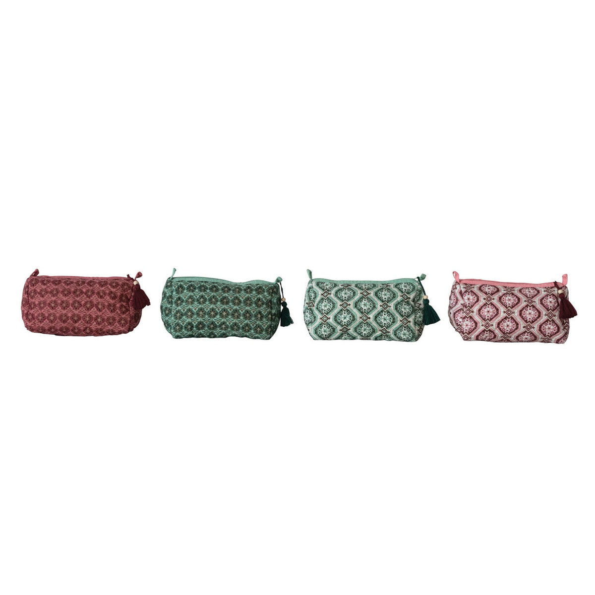 Block Printed Zip Pouch with Tassel - Box Turtle
