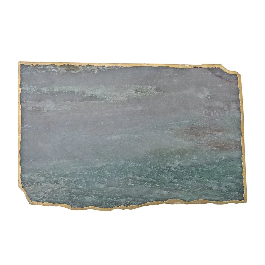 Blue Agate Slab with Gold Electroplated Edge - Box Turtle