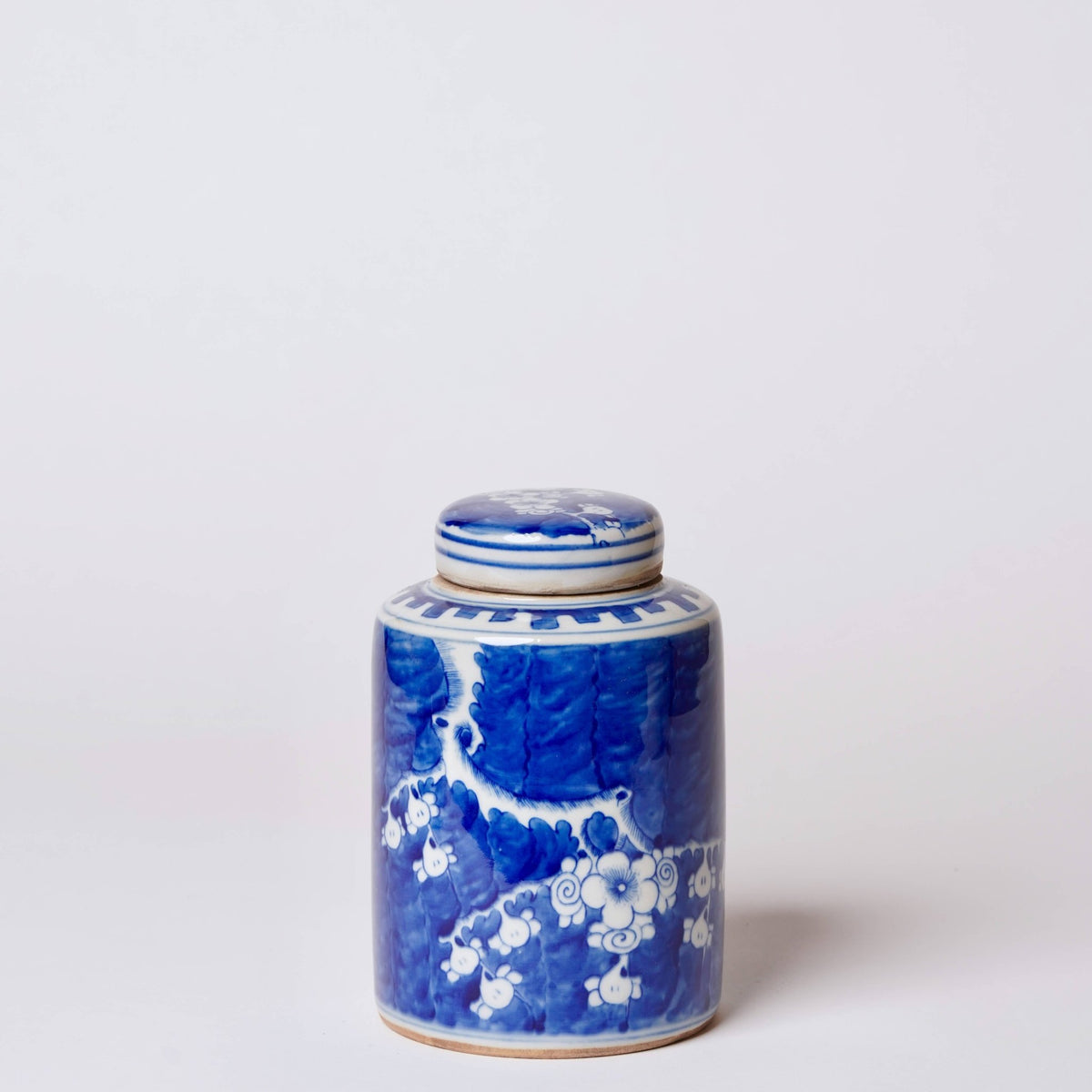 Blue and White Porcelain Plum Blossom Cylinder Caddy - Box Turtle