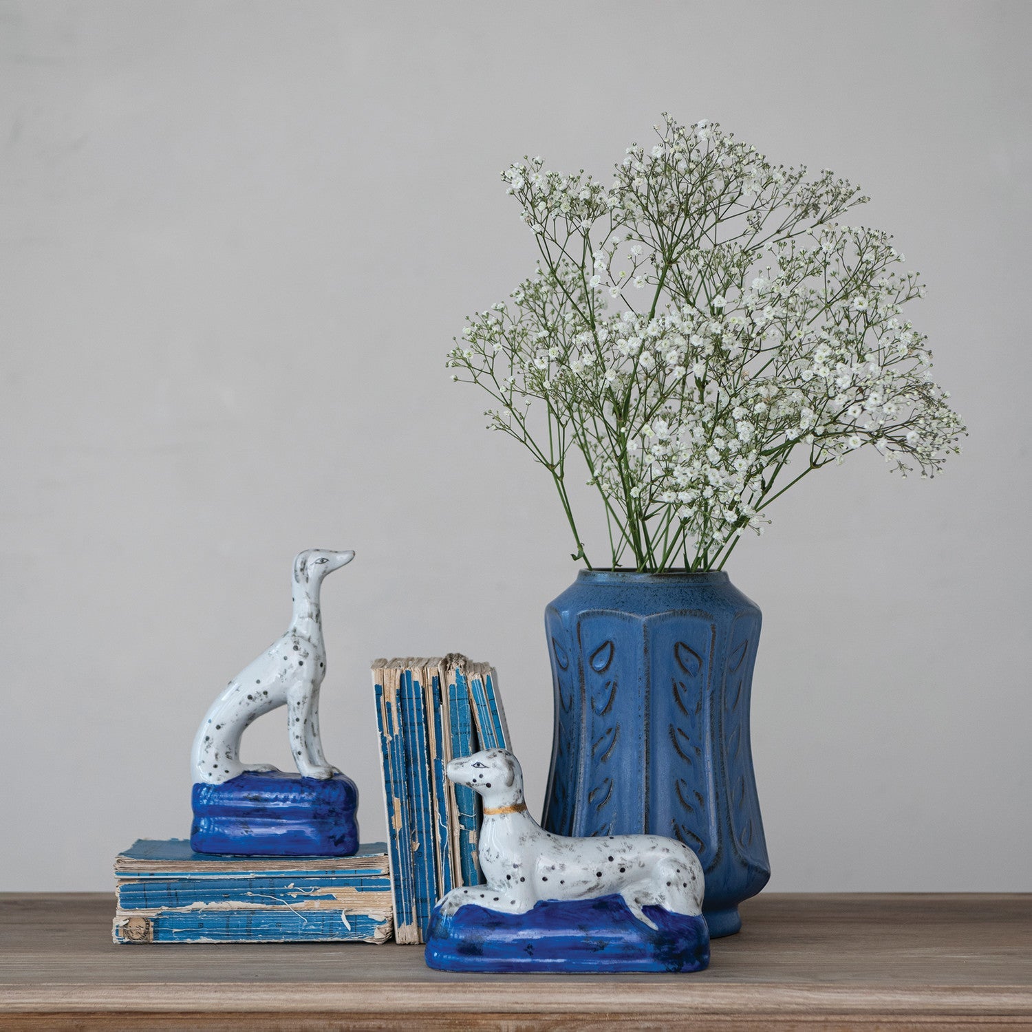 Blue & Black Stoneware Vintage Dog - Box Turtle