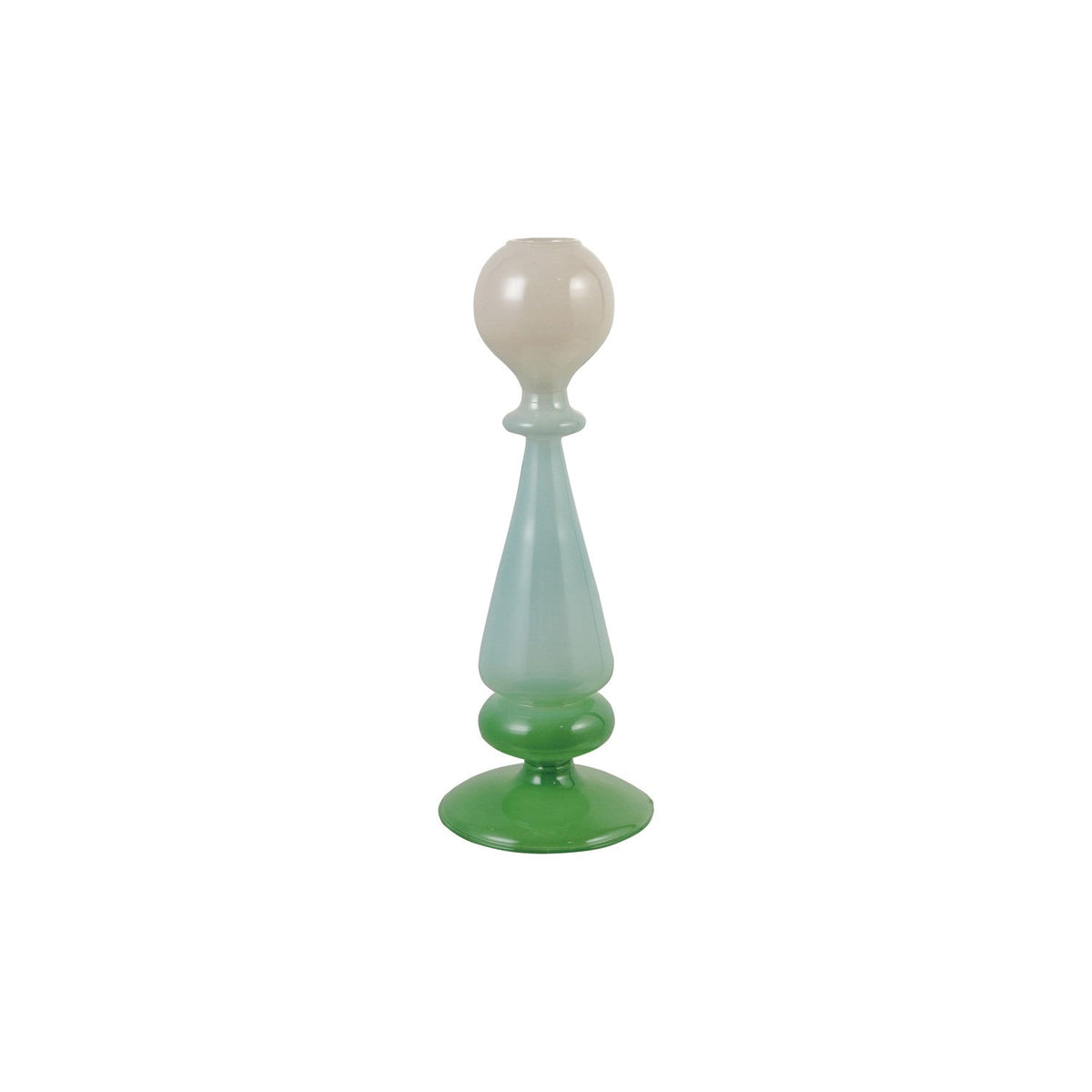 Blue &amp; Cream Glass Three-Tone Taper Holder - Box Turtle