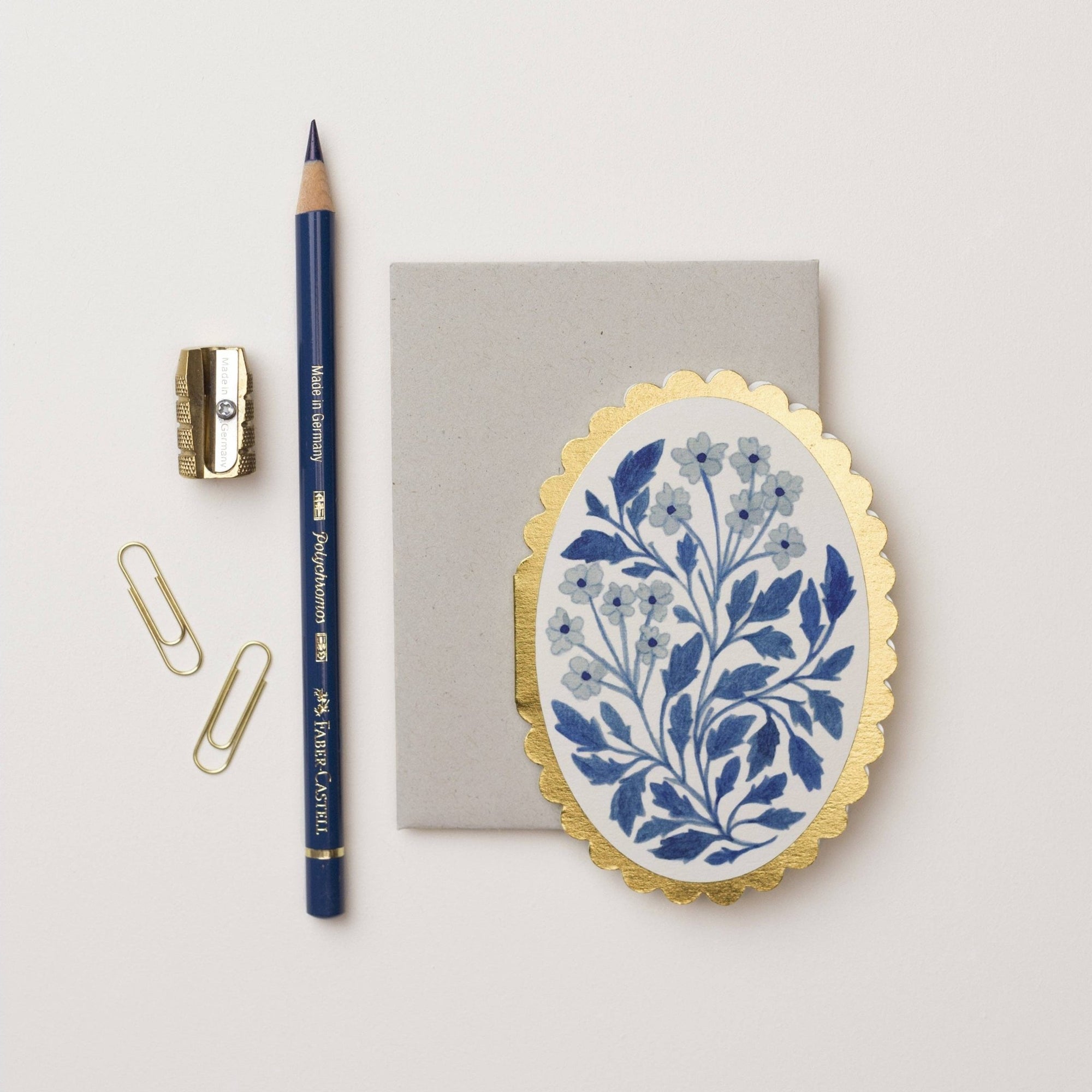 Blue Flora Mini Card - Box Turtle