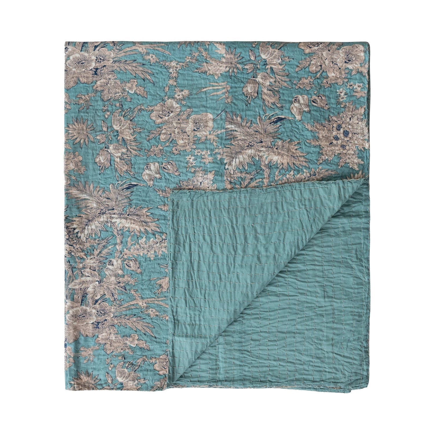 Blue Florals Cotton Voile Throw - Box Turtle