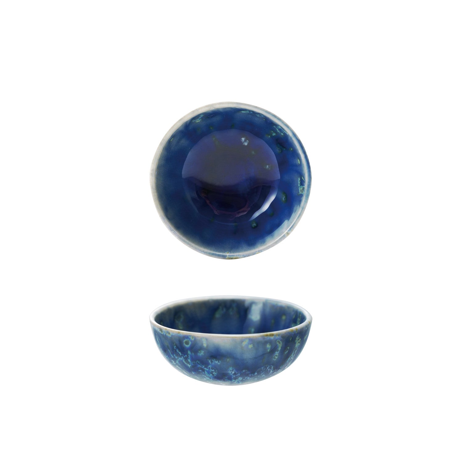 Blue Reactive Glaze Stoneware Dish - Box Turtle
