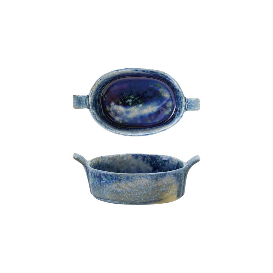 Blue Stoneware Mini Baker - Box Turtle