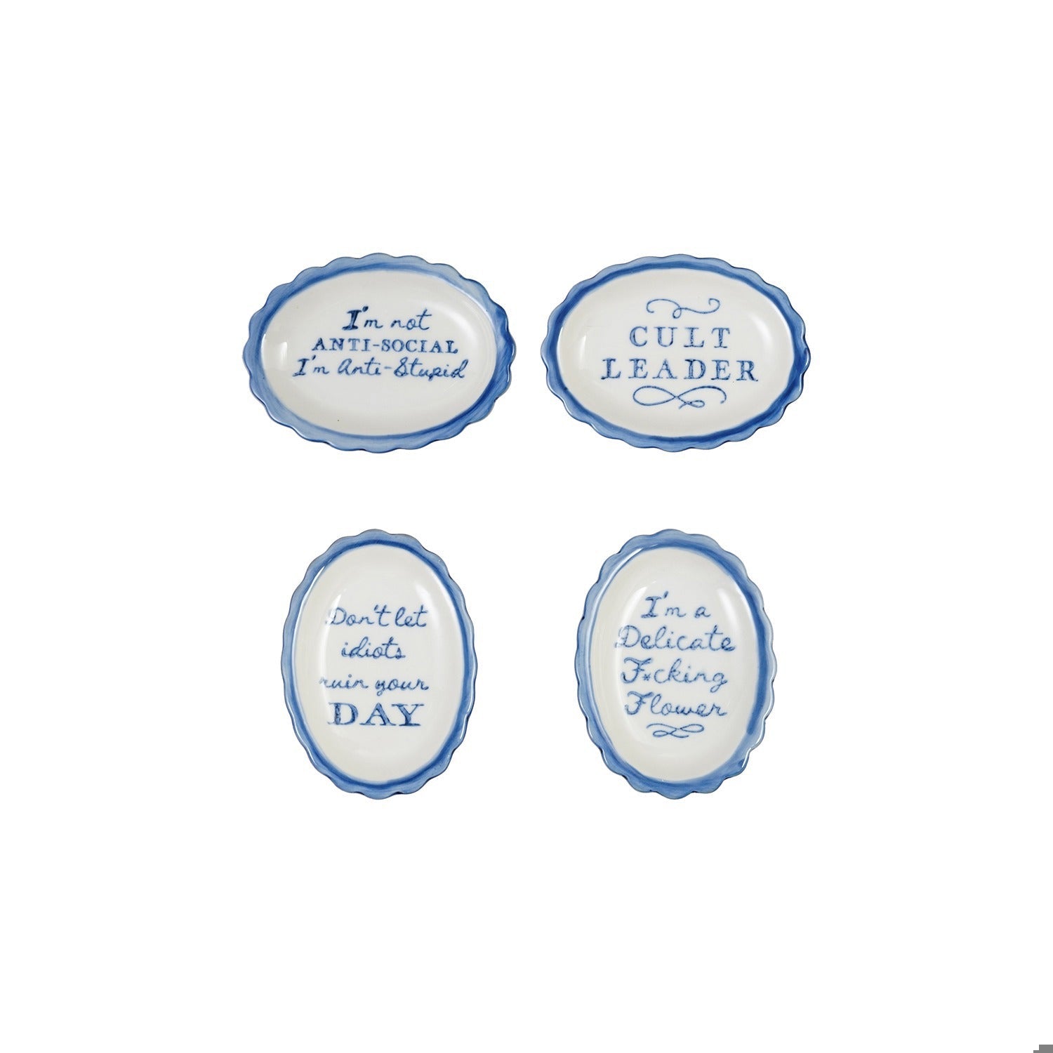 Blue & White Dish with Saying - Box Turtle