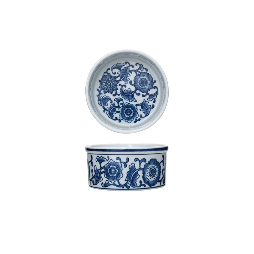 Blue & White Floral Pet Bowl - Box Turtle