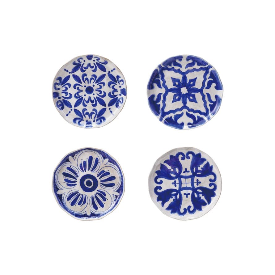 Blue & White Hand - Painted Plate - Box Turtle