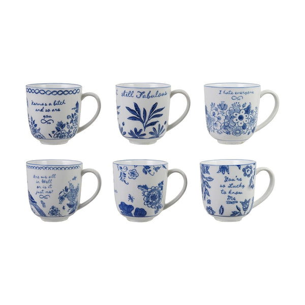 Blue & White Mug with Saying - Box Turtle