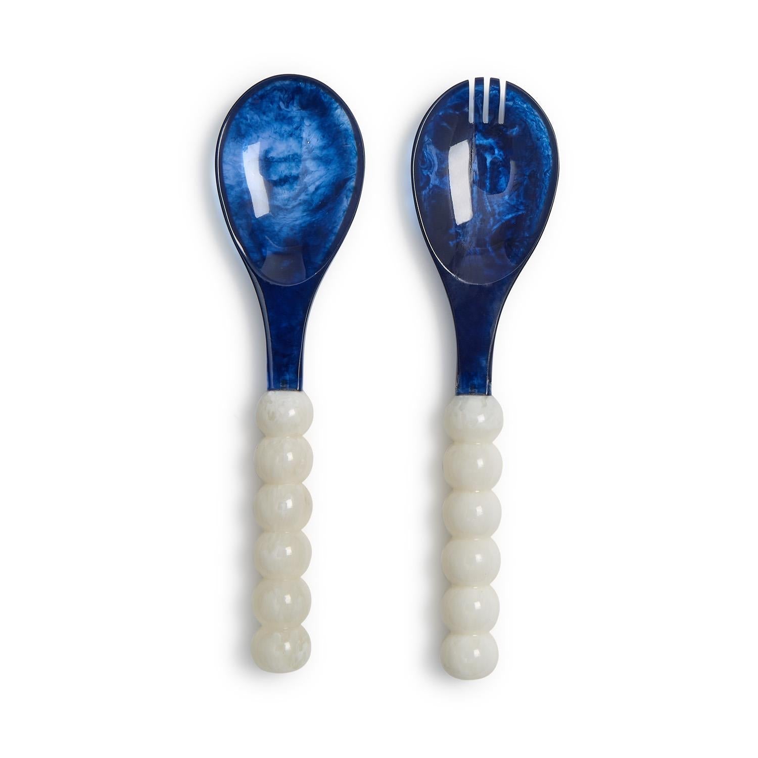 Blue &amp; White Salad Server Set - Box Turtle