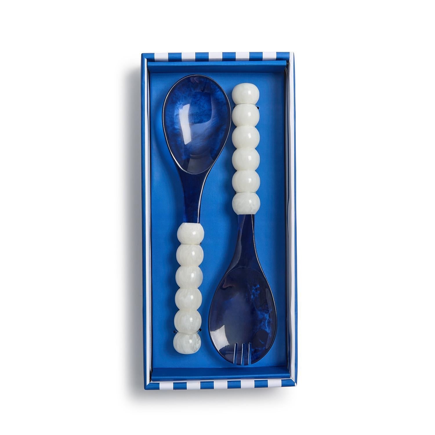 Blue &amp; White Salad Server Set - Box Turtle