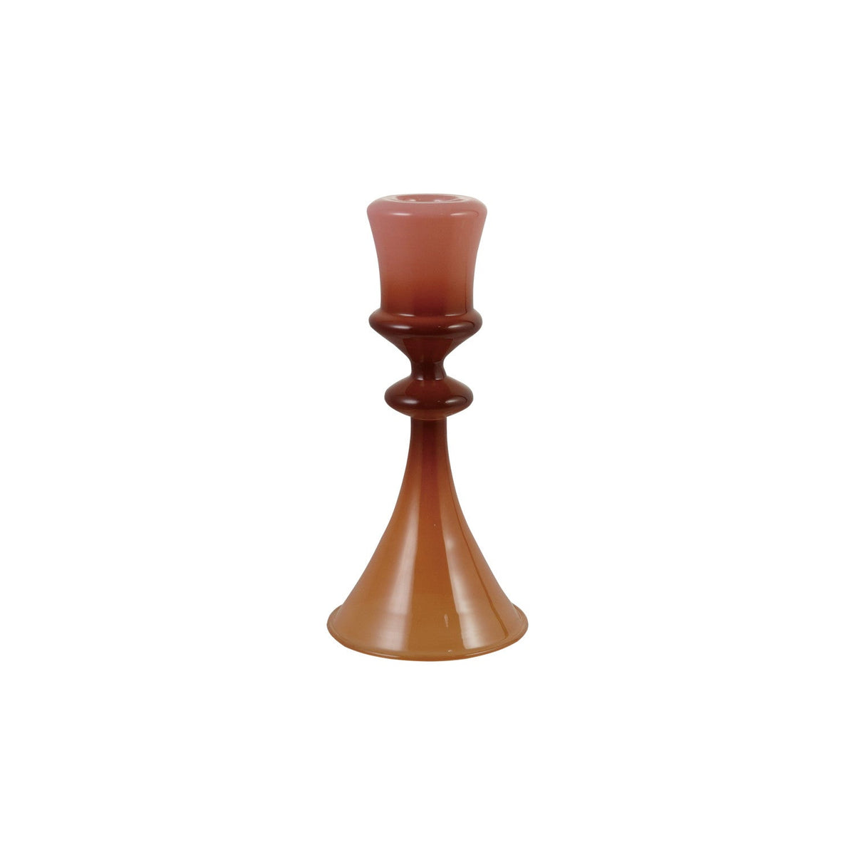 Blush &amp; Brown Glass Two-Tone Taper Holder - Box Turtle