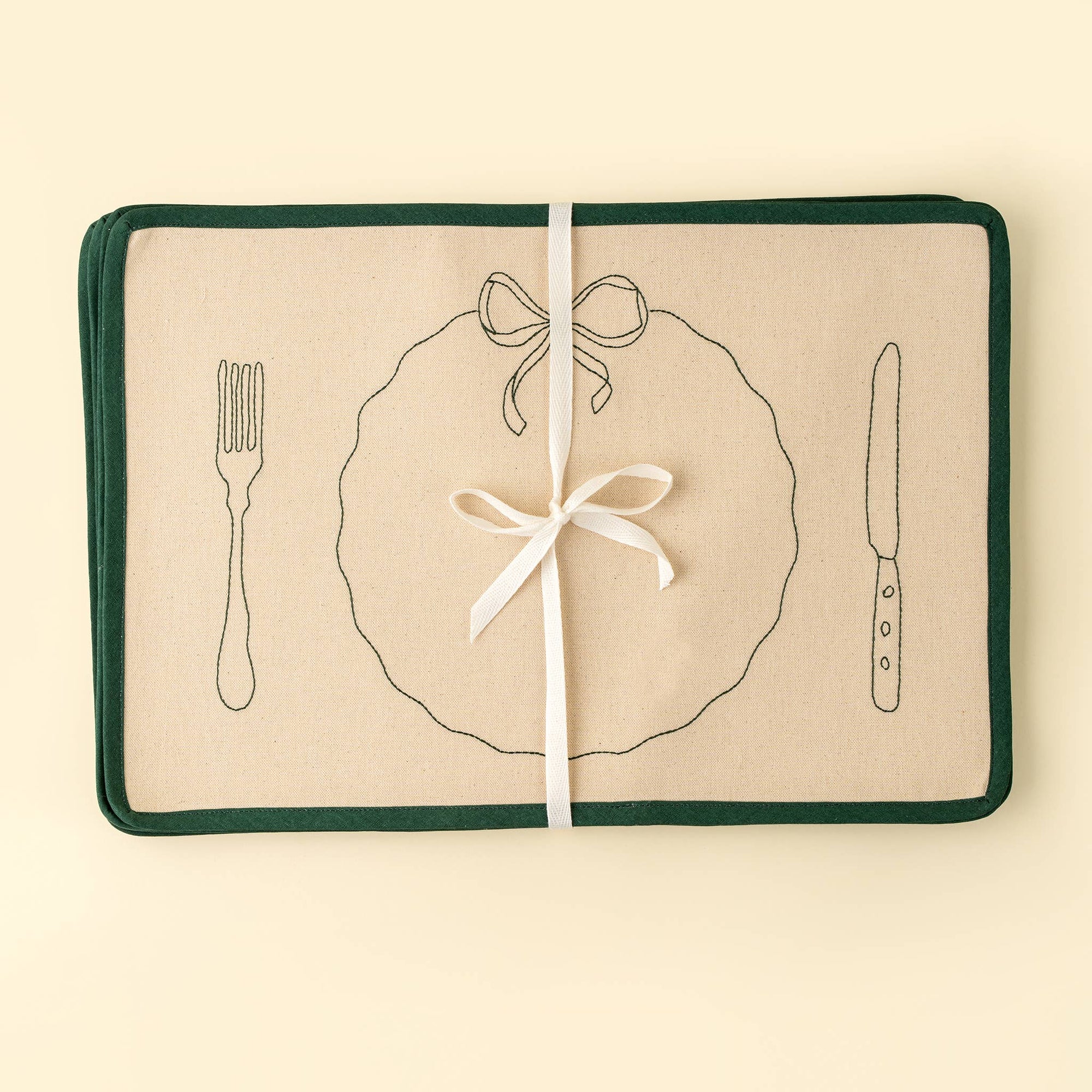 Bon Appetit Embroidered Placemats - Box Turtle