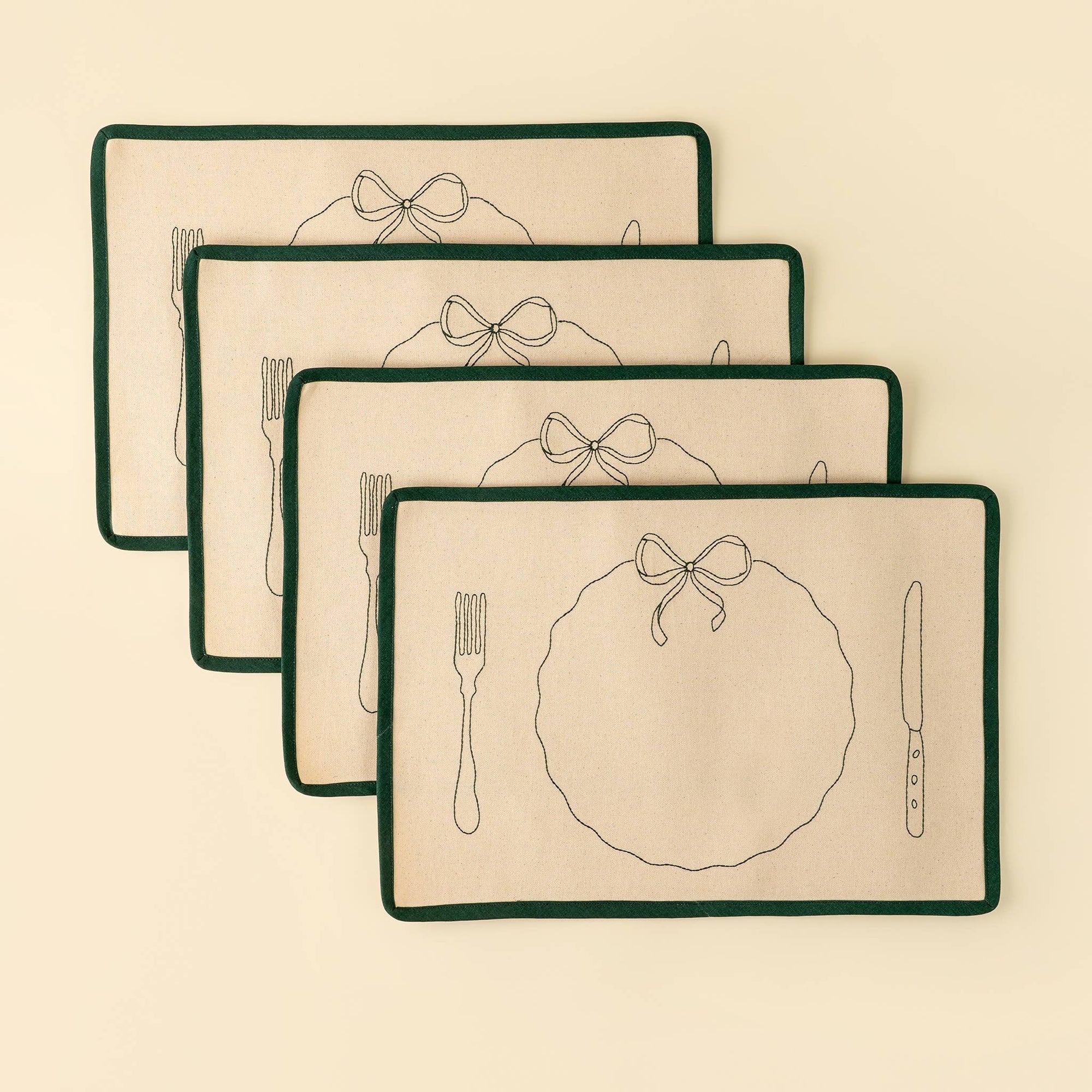 Bon Appetit Embroidered Placemats - Box Turtle