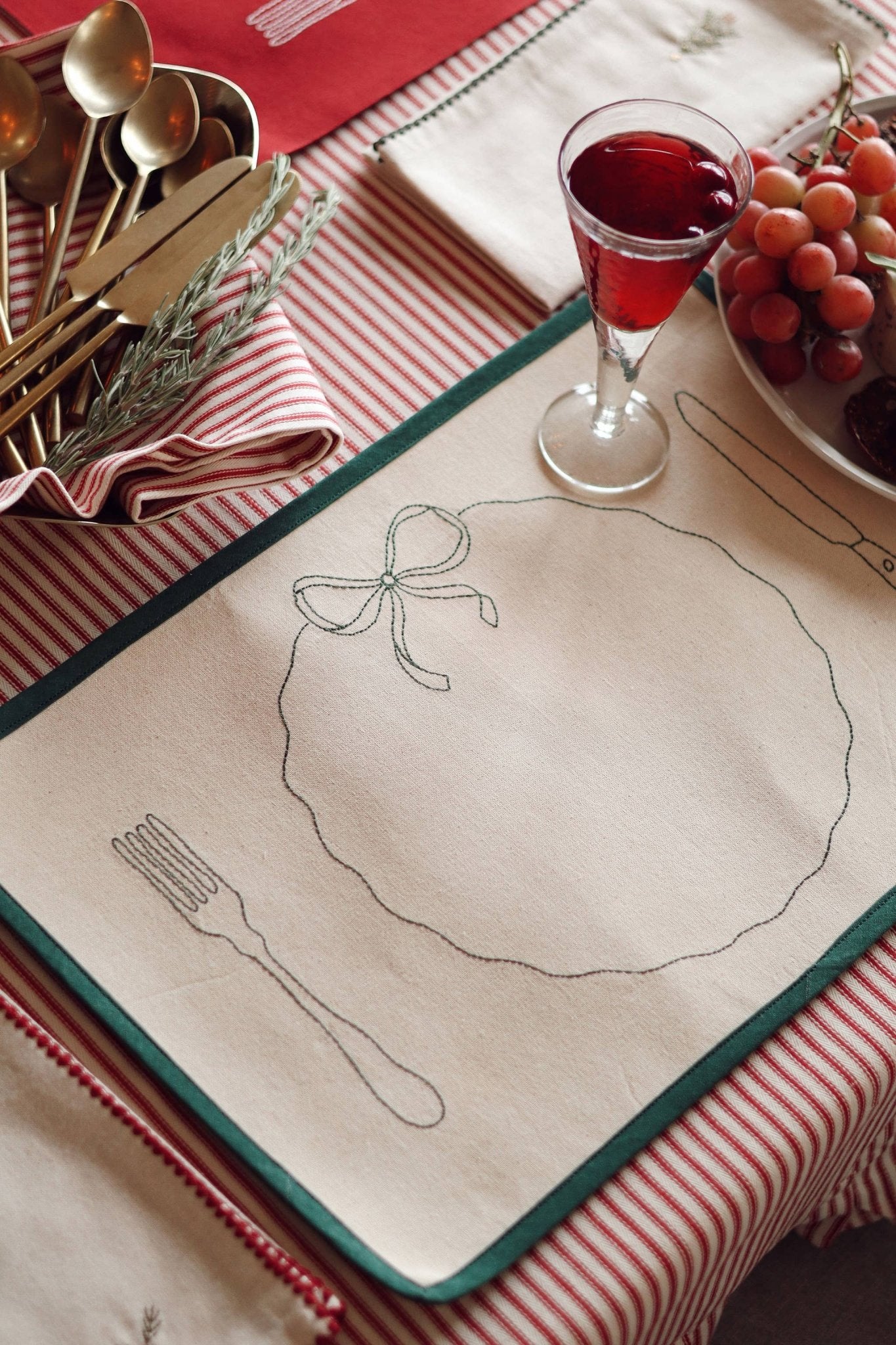 Bon Appetit Embroidered Placemats - Box Turtle