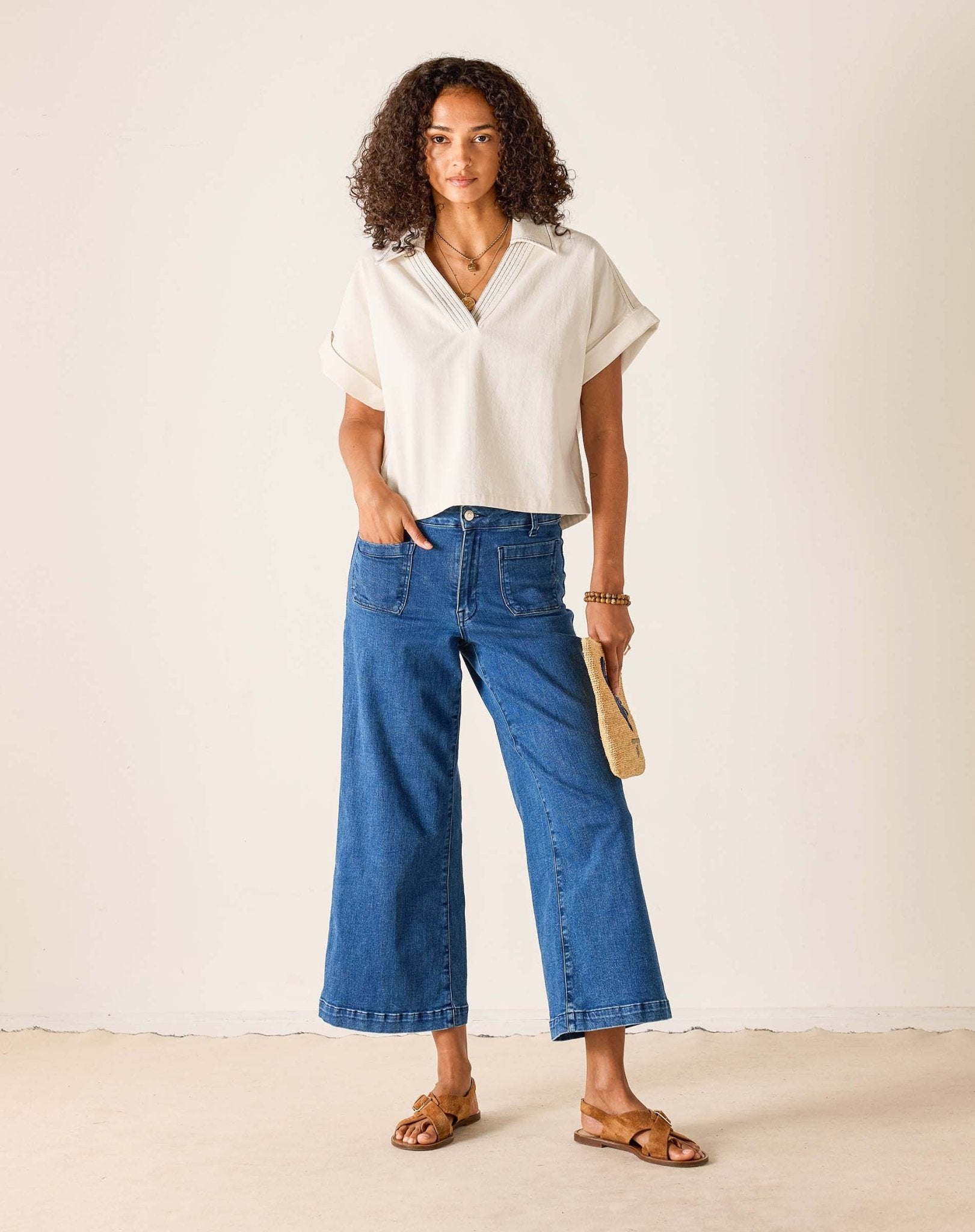 Bone Hadley Twill Boxy Top - Box Turtle