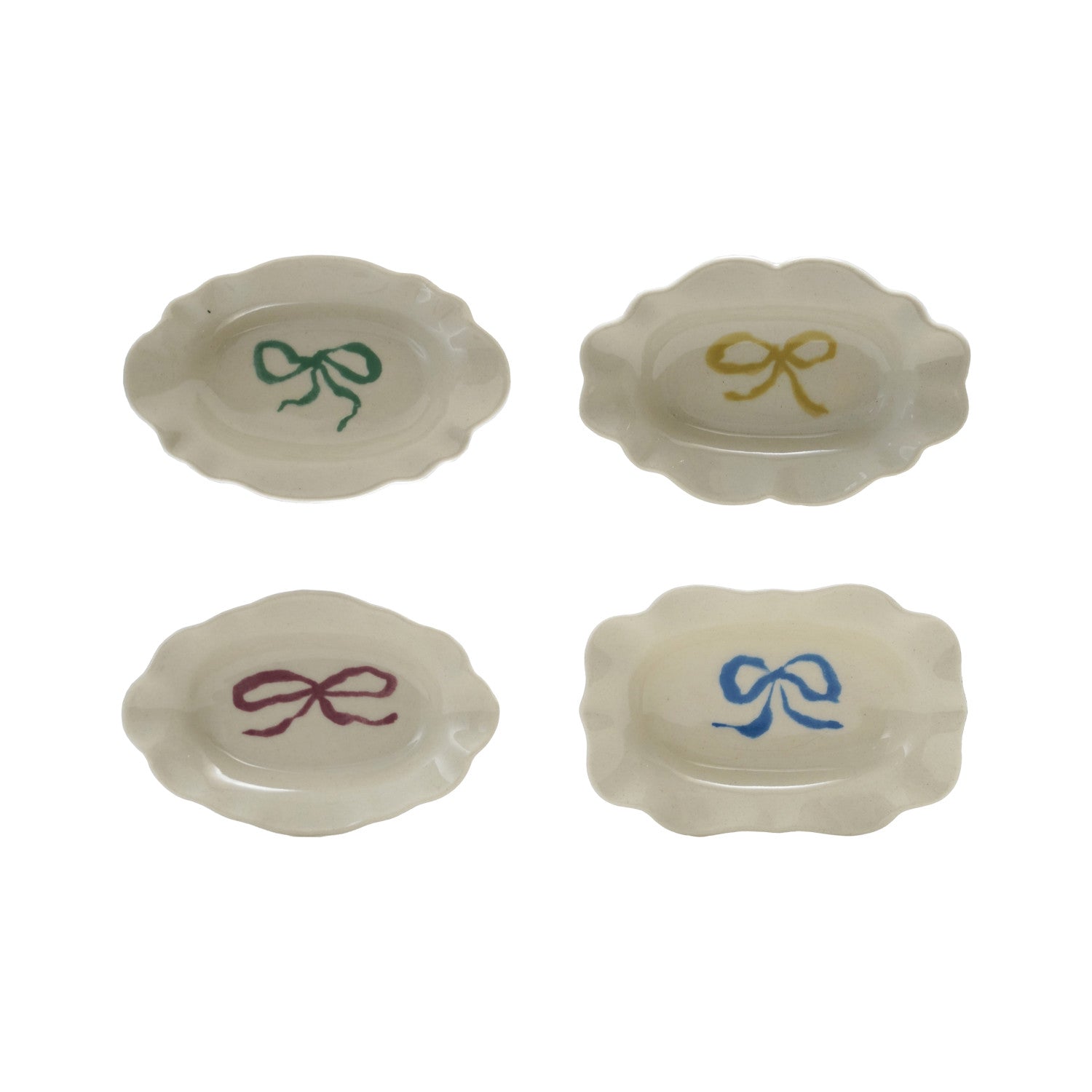Bow Stoneware Scalloped Dish - Box Turtle