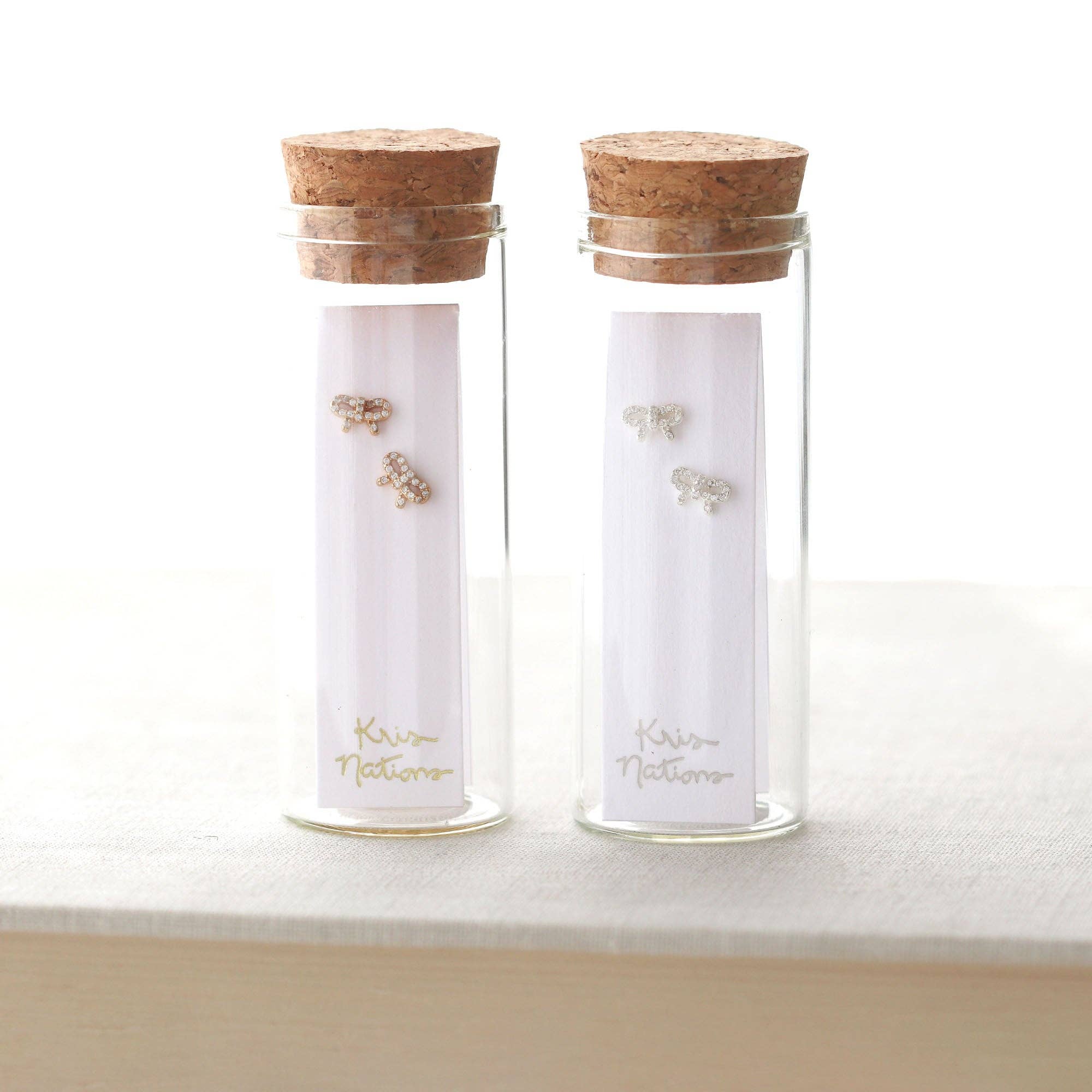 Bow with Crystals Stud Earrings - Box Turtle