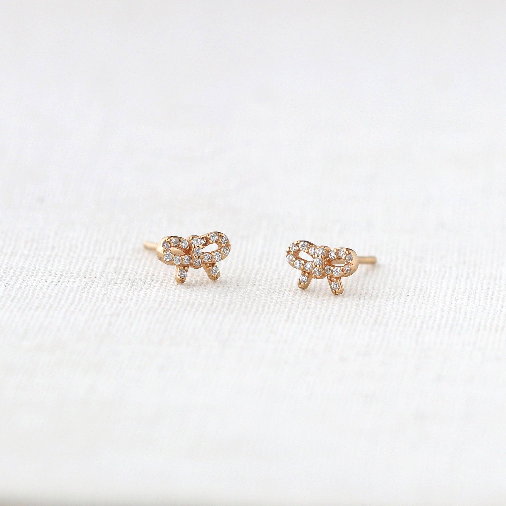 Bow with Crystals Stud Earrings - Box Turtle