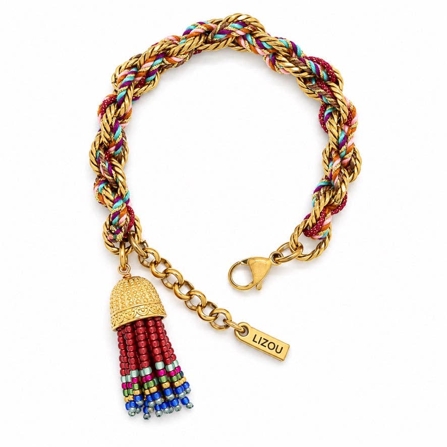 Braided Chain Seed Bead Bracelet - Box Turtle