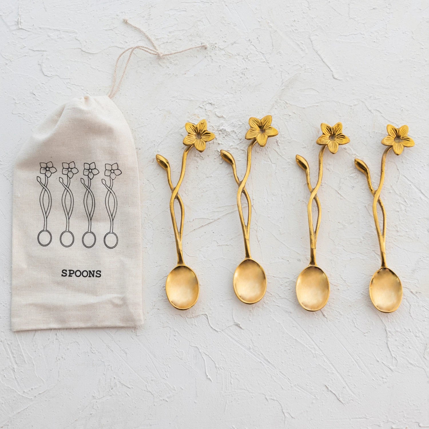 Brass Flower Handle Spoon - Box Turtle