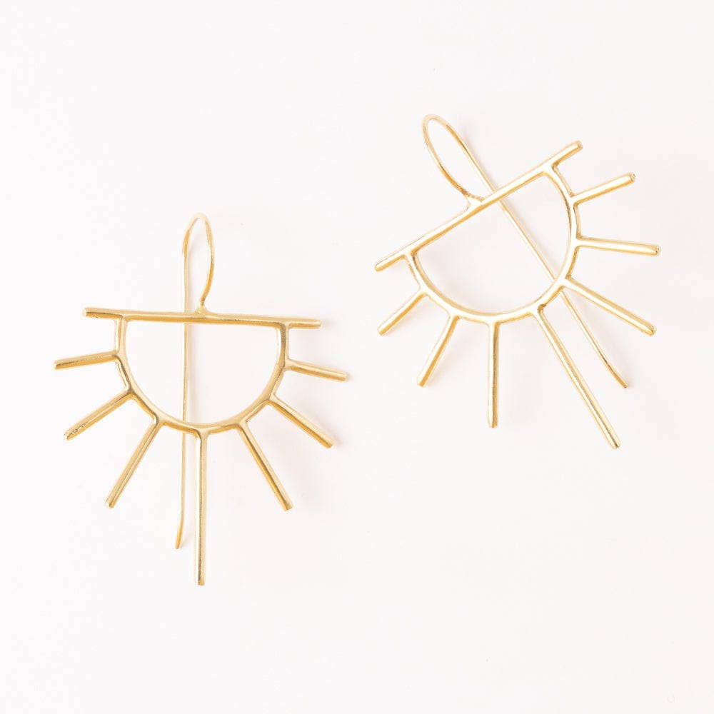 Brass Gretchen Half Sun Threader Earrings - Box Turtle