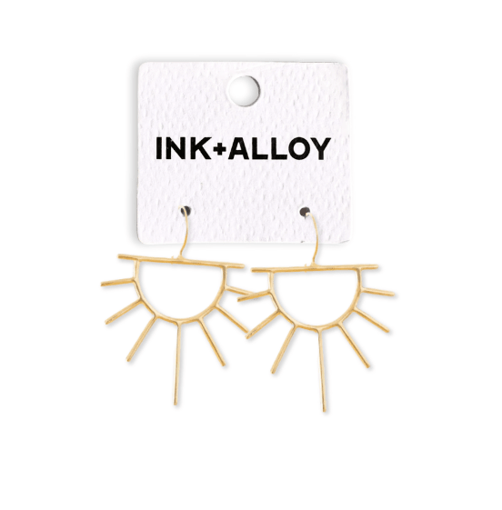 Brass Gretchen Half Sun Threader Earrings - Box Turtle