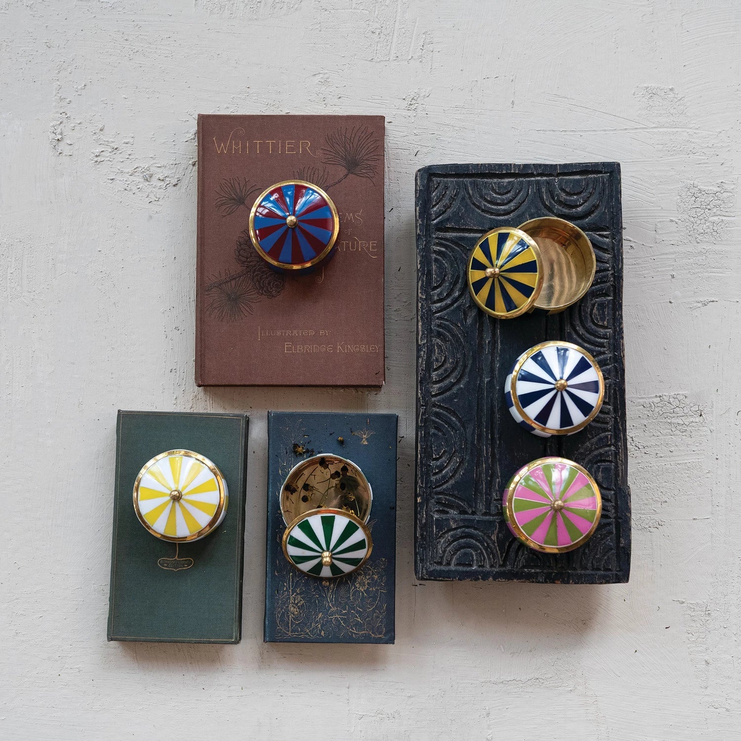 Brass & Resin Striped Box - Box Turtle