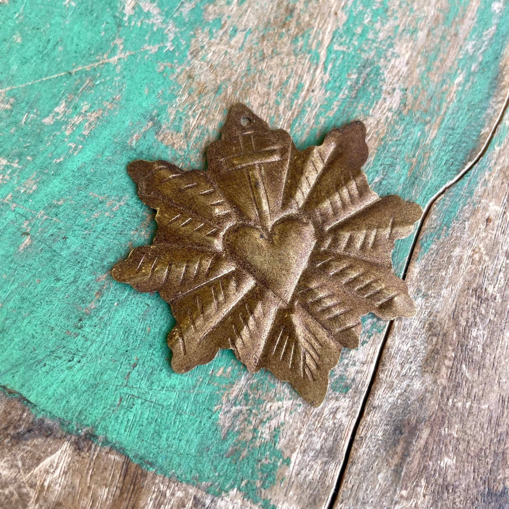 Brass Sacred Heart Medallions - Box Turtle