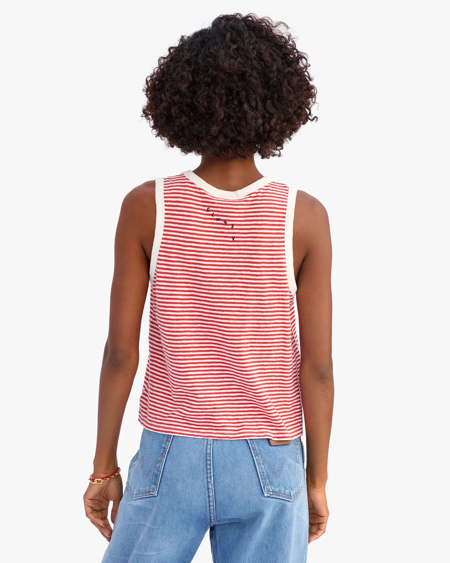 Bright Poppy & Cream Mini Stripe Tank - Box Turtle
