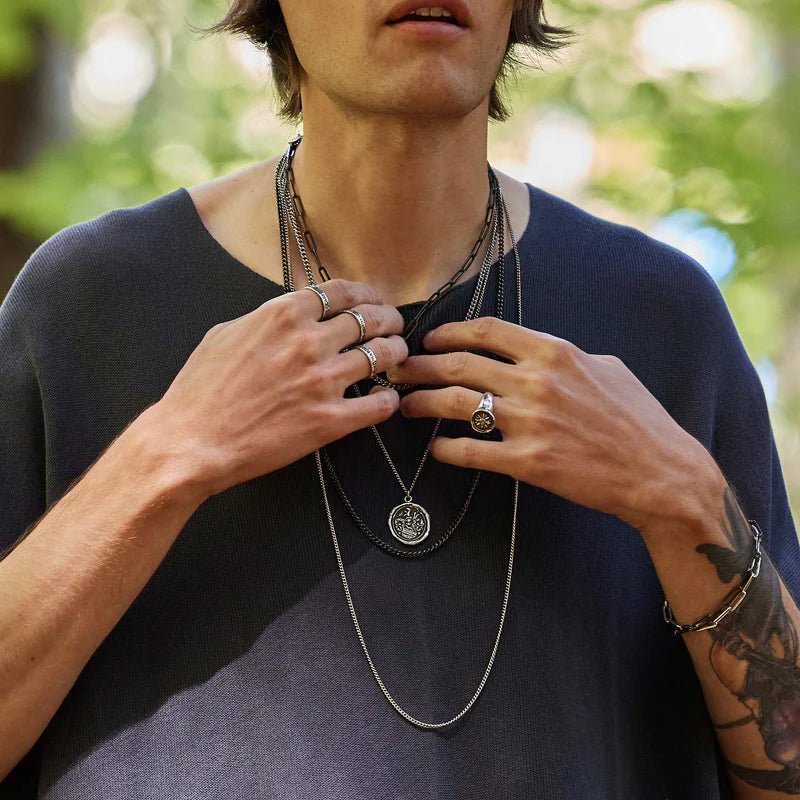 Bright Sterling Silver Paperclip Chain Bracelet - Box Turtle