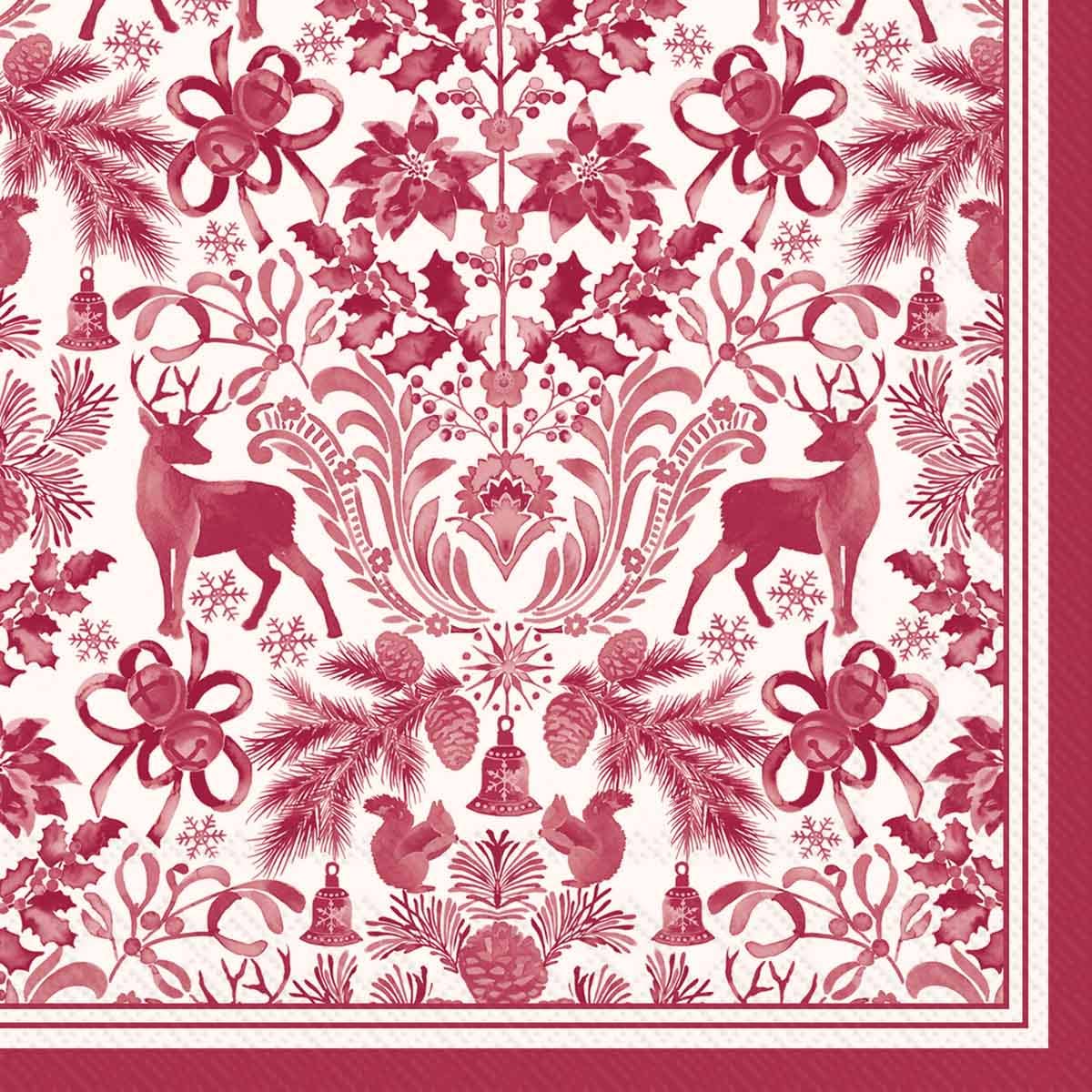 Brimsley Red Christmas Paper Cocktail Napkins - Box Turtle