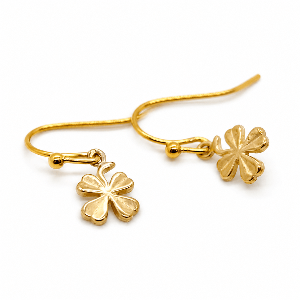 Bronze French Religious Medal Shamrock Earrings - Box Turtle