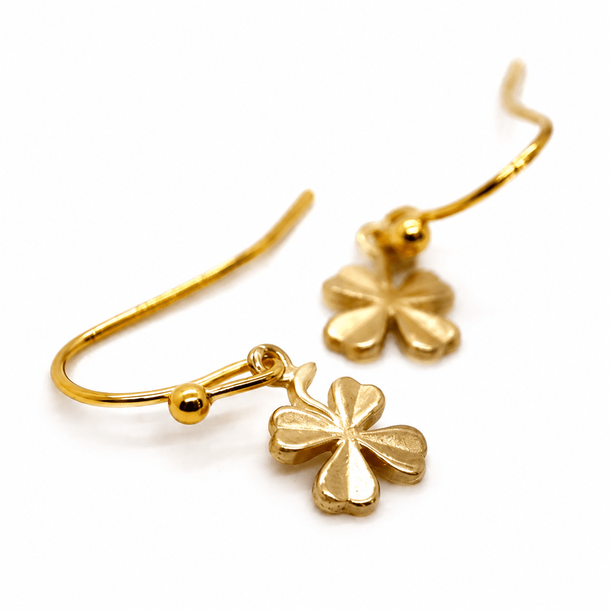 Bronze French Religious Medal Shamrock Earrings - Box Turtle