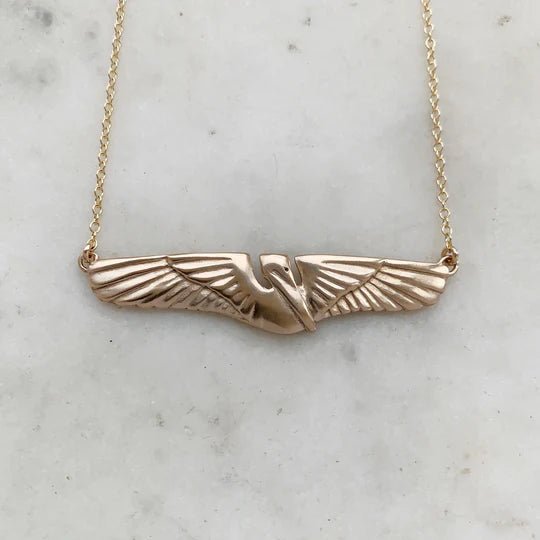Bronze Pelican Bar Necklace - Large - Box Turtle