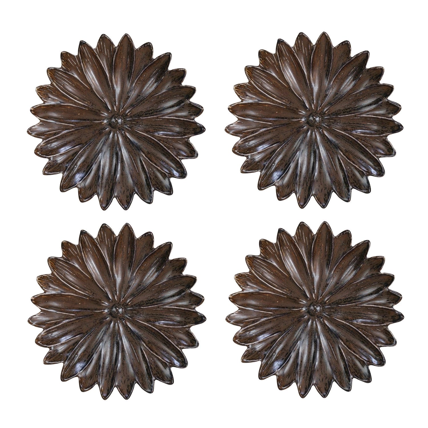 Brown Flower Shaped Plate - Box Turtle